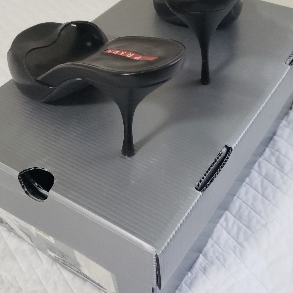 Prada Sport Black Leather Sandals - Picture 2 of 2